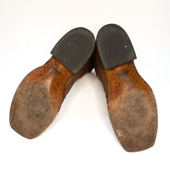 Lucchese 2000 Ostrich Skin Leather Western Brown Square Toe Cowgirl Boot Size 7 - Picture 7 of 9